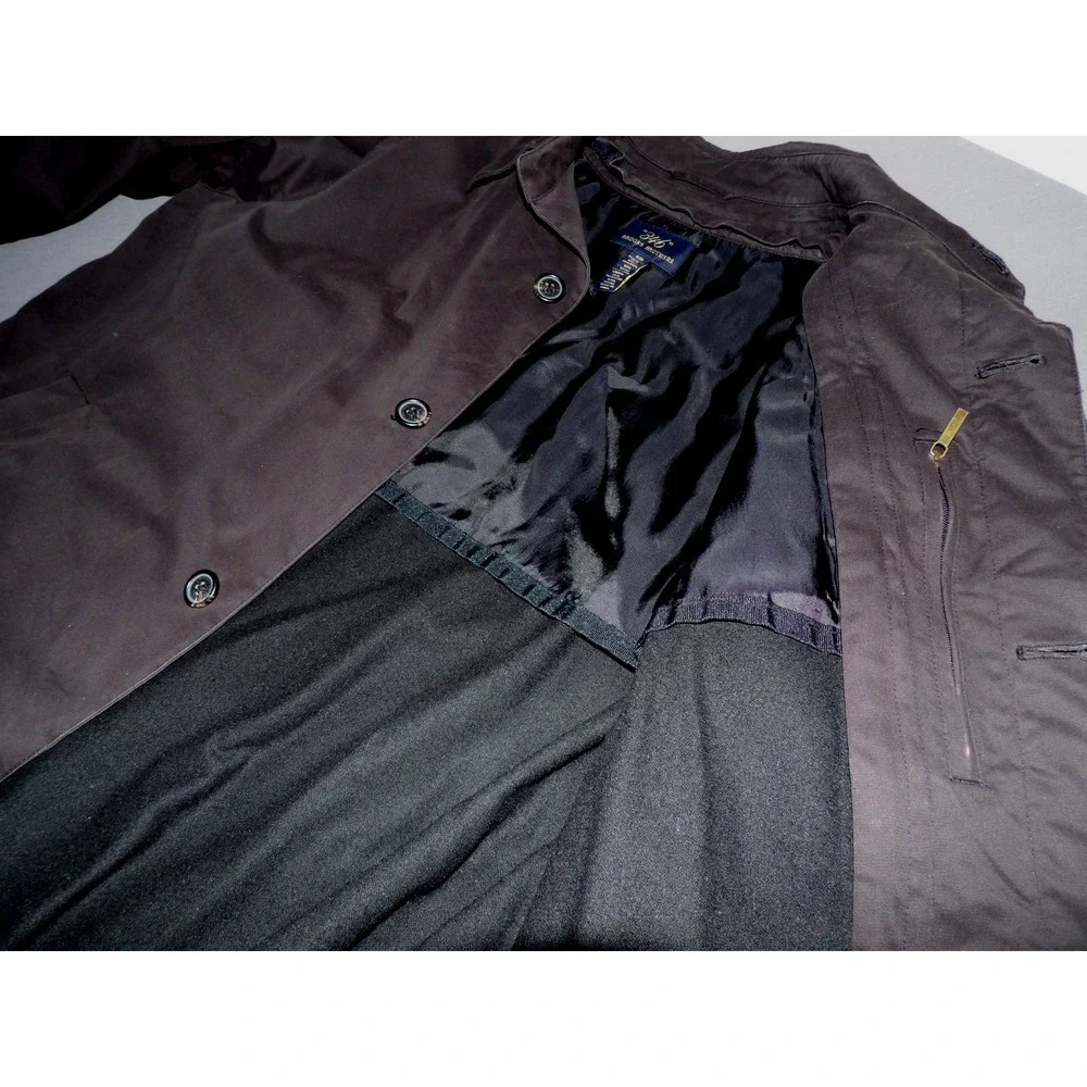 Brooks‎ Brothers 346 Black Removeable Liner Button Up Overcoat Men's 42